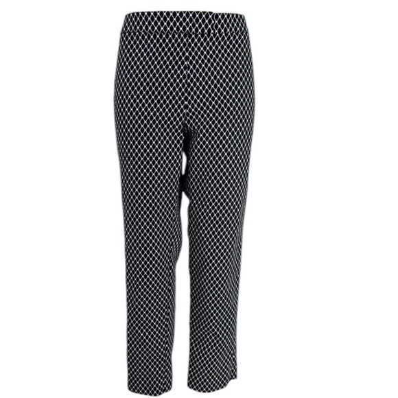 Anne Klein Nautical Net Print Black White Cropped Pant size 10 - Picture 1 of 6